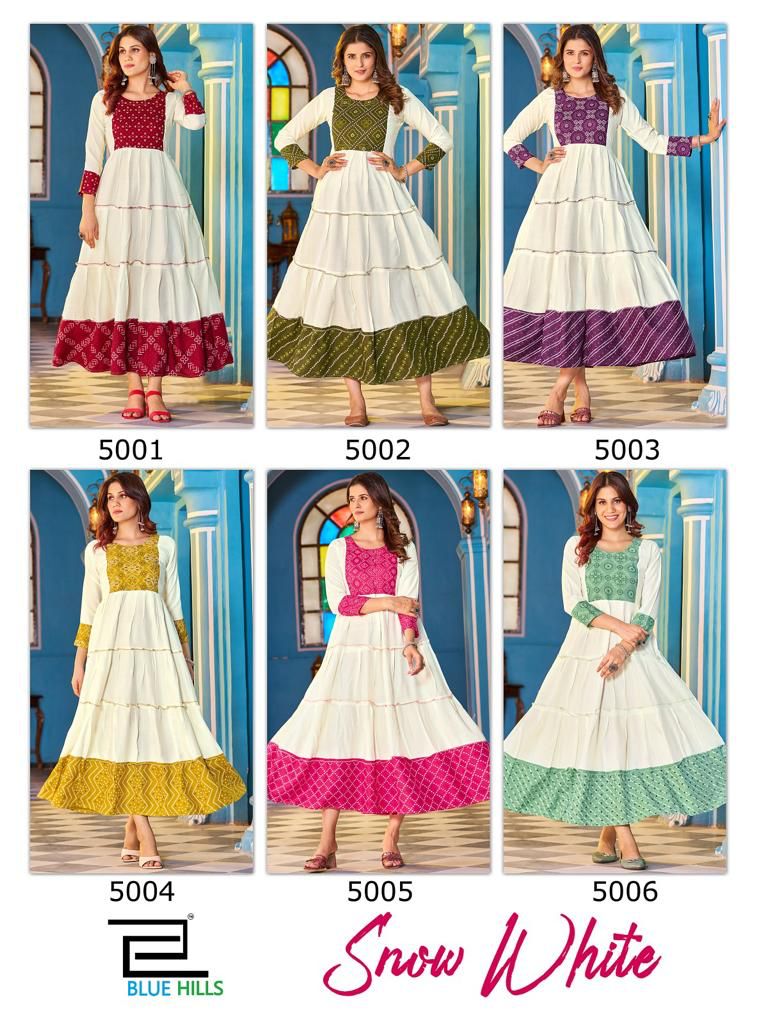 Snow White By Blue Hills Long Anarkali Kurtis Catalog
